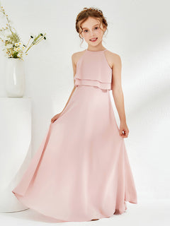 Cute Two Layers Ruffles Junior Bridesmaid Dresses Dusty Rose