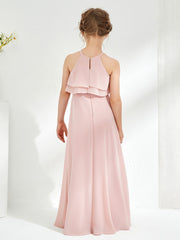 Cute Two Layers Ruffles Junior Bridesmaid Dresses Dusty Rose