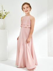 Cute Two Layers Ruffles Junior Bridesmaid Dresses Dusty Rose