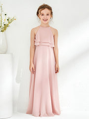 Cute Two Layers Ruffles Junior Bridesmaid Dresses Dusty Rose