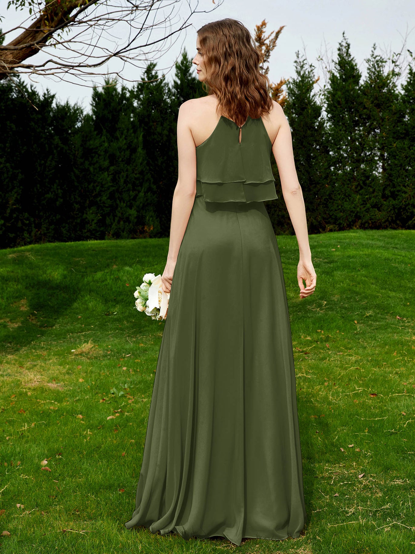 olive green bridesmaid dresses uk Cleo Olive Green Wrap Bridesmaid Dress main image 0