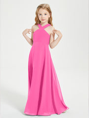 Grecian Neckline Long Dresses for Junior Bridesmaids Azalea