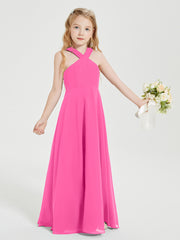 Grecian Neckline Long Dresses for Junior Bridesmaids Azalea