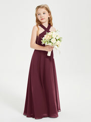 Grecian Neckline Long Dresses for Junior Bridesmaids Cabernet