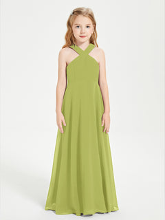 Grecian Neckline Long Dresses for Junior Bridesmaids Clover