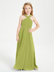 Grecian Neckline Long Dresses for Junior Bridesmaids Clover