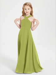 Grecian Neckline Long Dresses for Junior Bridesmaids Clover