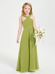 Grecian Neckline Long Dresses for Junior Bridesmaids Clover