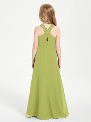 Grecian Neckline Long Dresses for Junior Bridesmaids Clover