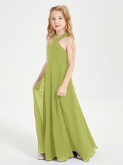 Grecian Neckline Long Dresses for Junior Bridesmaids Clover
