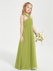 Grecian Neckline Long Dresses for Junior Bridesmaids Clover