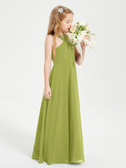 Grecian Neckline Long Dresses for Junior Bridesmaids Clover