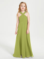 Grecian Neckline Long Dresses for Junior Bridesmaids Clover