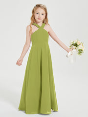 Grecian Neckline Long Dresses for Junior Bridesmaids Clover