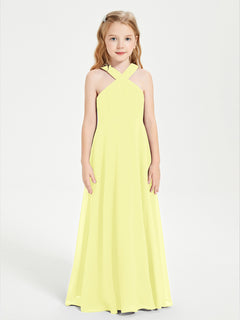 Grecian Neckline Long Dresses for Junior Bridesmaids Daffodil