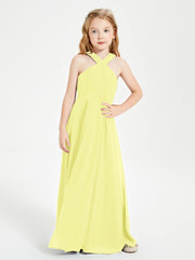 Grecian Neckline Long Dresses for Junior Bridesmaids Daffodil