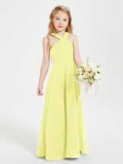 Grecian Neckline Long Dresses for Junior Bridesmaids Daffodil