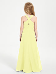 Grecian Neckline Long Dresses for Junior Bridesmaids Daffodil