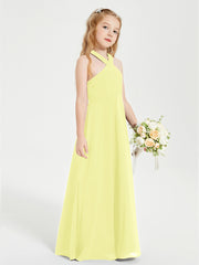Grecian Neckline Long Dresses for Junior Bridesmaids Daffodil