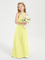 Grecian Neckline Long Dresses for Junior Bridesmaids Daffodil