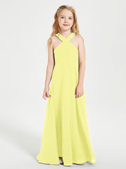 Grecian Neckline Long Dresses for Junior Bridesmaids Daffodil