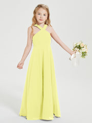 Grecian Neckline Long Dresses for Junior Bridesmaids Daffodil