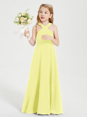 Grecian Neckline Long Dresses for Junior Bridesmaids Daffodil