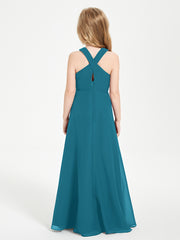 Grecian Neckline Long Dresses for Junior Bridesmaids Ink Blue