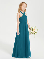 Grecian Neckline Long Dresses for Junior Bridesmaids Ink Blue
