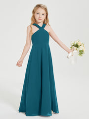 Grecian Neckline Long Dresses for Junior Bridesmaids Ink Blue