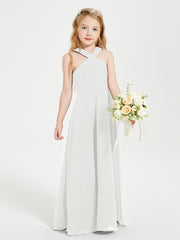 Grecian Neckline Long Dresses for Junior Bridesmaids Ivory