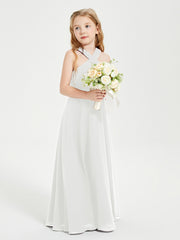 Grecian Neckline Long Dresses for Junior Bridesmaids Ivory