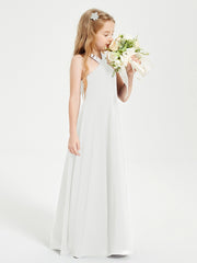 Grecian Neckline Long Dresses for Junior Bridesmaids Ivory