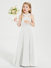 Grecian Neckline Long Dresses for Junior Bridesmaids Ivory