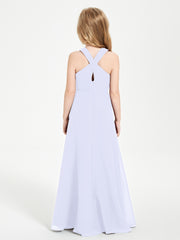 Grecian Neckline Long Dresses for Junior Bridesmaids Lavender