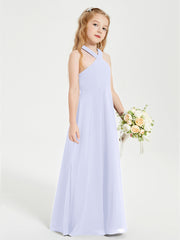 Grecian Neckline Long Dresses for Junior Bridesmaids Lavender