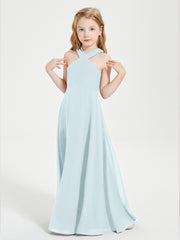 Grecian Neckline Long Dresses for Junior Bridesmaids Mist