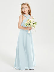 Grecian Neckline Long Dresses for Junior Bridesmaids Mist