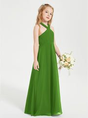 Grecian Neckline Long Dresses for Junior Bridesmaids Moss