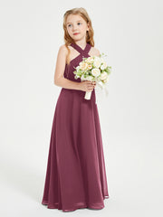 Grecian Neckline Long Dresses for Junior Bridesmaids Mulberry