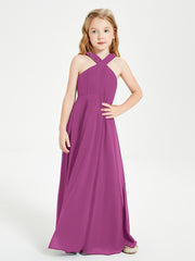 Grecian Neckline Long Dresses for Junior Bridesmaids Orchid