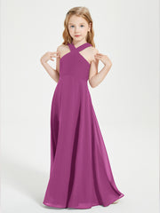 Grecian Neckline Long Dresses for Junior Bridesmaids Orchid