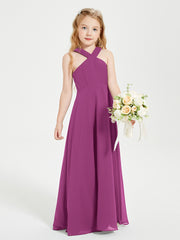 Grecian Neckline Long Dresses for Junior Bridesmaids Orchid