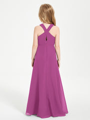 Grecian Neckline Long Dresses for Junior Bridesmaids Orchid