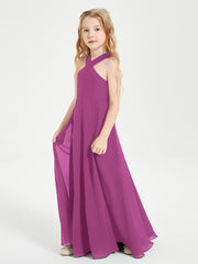 Grecian Neckline Long Dresses for Junior Bridesmaids Orchid