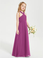 Grecian Neckline Long Dresses for Junior Bridesmaids Orchid