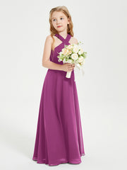Grecian Neckline Long Dresses for Junior Bridesmaids Orchid