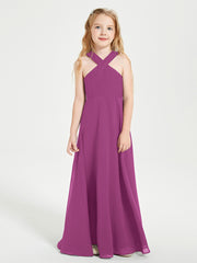 Grecian Neckline Long Dresses for Junior Bridesmaids Orchid