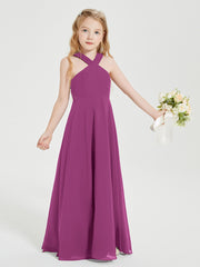 Grecian Neckline Long Dresses for Junior Bridesmaids Orchid