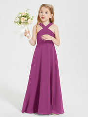 Grecian Neckline Long Dresses for Junior Bridesmaids Orchid